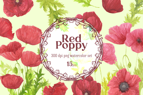 Download Red Poppy Watercolor Floral Clipart - Clipart Collection