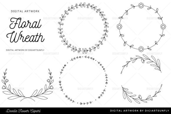 Download Flower Wreath Clipart/Hand Drawn - Clipart Collection