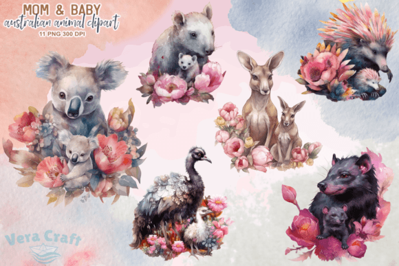 Download Mom &amp; Baby Australian Animals Clipart - Clipart Collection