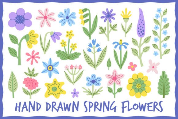 Download Hand Drawn Spring Flowers PNG Clipart - Clipart Collection