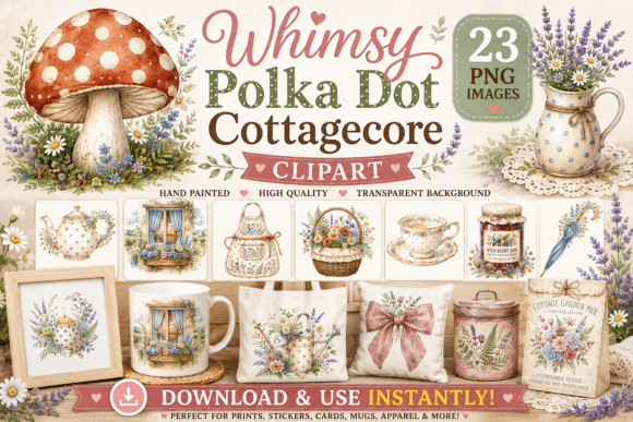 Download Whimsy Polka Dot Cottagecore Clipart - Clipart Collection