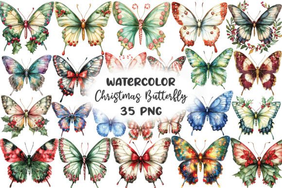 Download Watercolor Christmas Butterfly Clipart - Clipart Collection