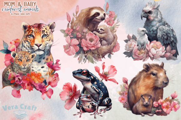 Download Mom &amp; Baby Rainforest Animal Clipart - Clipart Collection