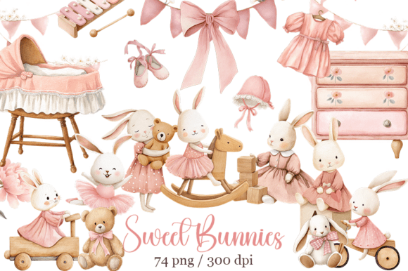 Download Cute Bunny Clipart, Pink Boho Bunny - Cute bunny Collection