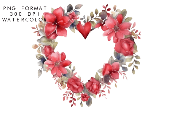 Download Watercolor Heart Flower Wreath Clipart - Clipart Collection