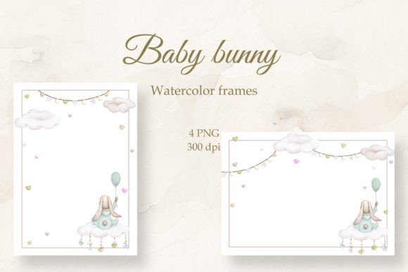 Download Cute Bunny. Frame for Baby. PNG. - Premium Bundle