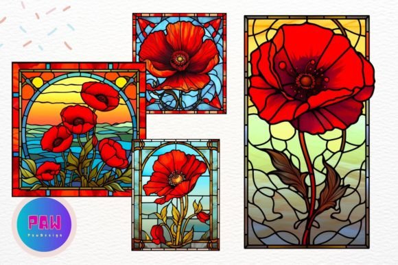 Download Stained Glass Poppy Flower Clipart - Clipart Collection