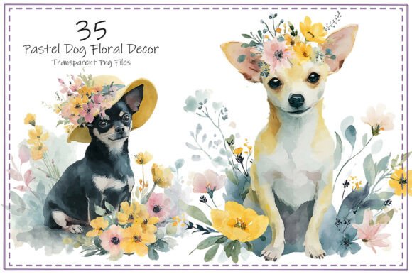 Download Pastel Dog Floral Decor Clipart Bundle - Clipart Collection