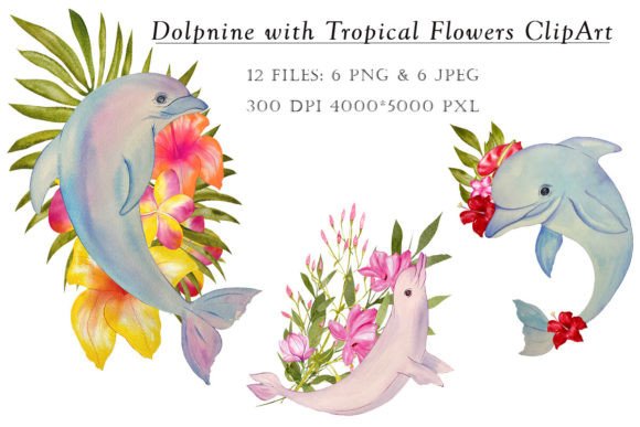 Download Dolphin Sublimation Flowers, Clipart Png - Clipart Collection