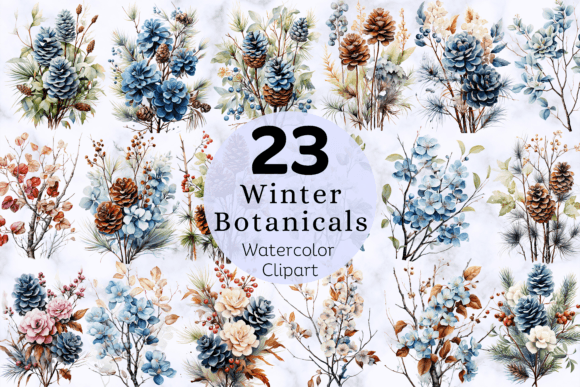 Download Winter Botanical Watercolor Clipart - Clipart Collection