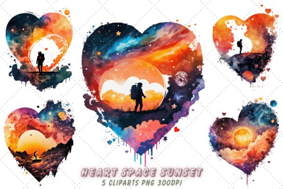 Download Heart Space Sunset Watercolor Clipart - Clipart Collection