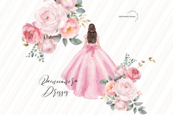 Download Pink Floral Dresses Quinceañera Clipart - Clipart Collection