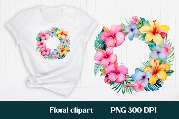 Download Hibiscus Flower Wreath Clipart PNG - Clipart Collection
