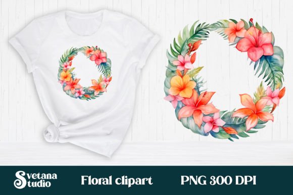 Download Hibiscus Flower Wreath Clipart PNG - Clipart Collection