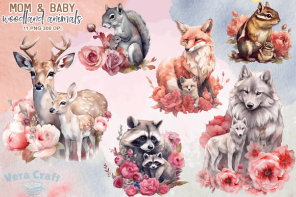 Download Mom &amp; Baby Woodland Animals Clipart - Clipart Collection