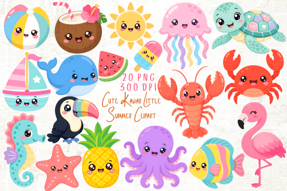 Download Cute Kawaii Little Summer Clipart PNG - Clipart Collection