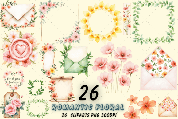Download Romantic Floral Stationery Clipart PNG - Clipart Collection