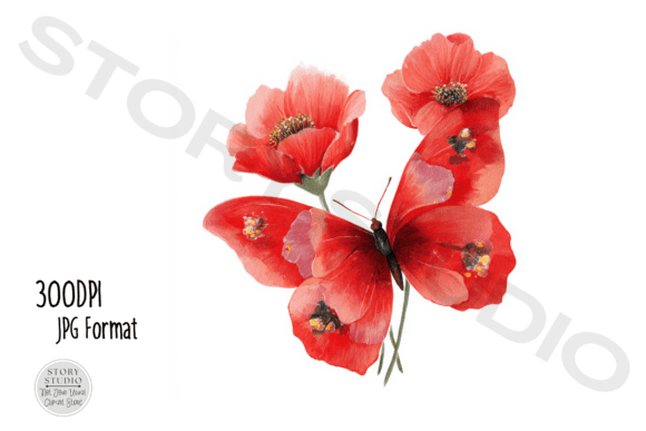 Download Poppy Butterfly Watercolor Clipart - Clipart Collection
