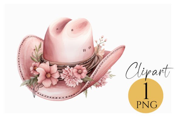 Download Boho Pink Floral Cowboy Hat Clipart PNG - Clipart Collection