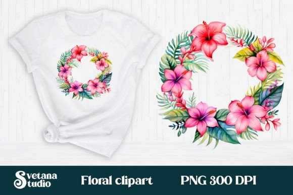 Download Hibiscus Flower Wreath Clipart PNG - Clipart Collection