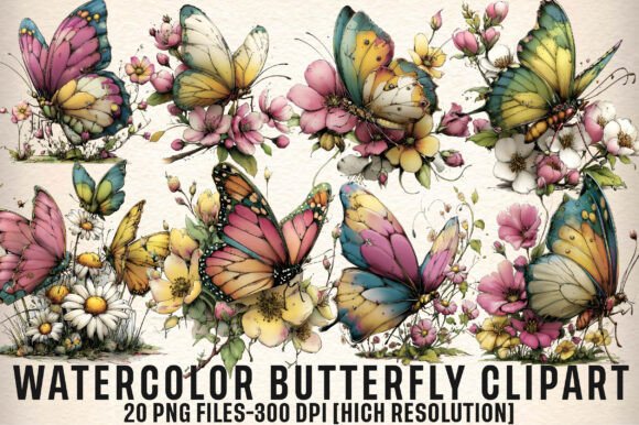 Download Watercolor Butterfly Clipart Bundle - Clipart Collection
