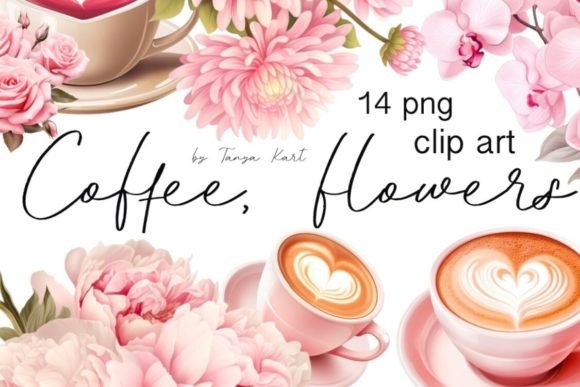 Download Rose and Coffee Cup Clipart |Pink Flower - Clipart Collection