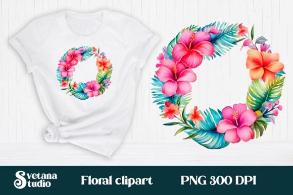 Download Hibiscus Flower Wreath Clipart PNG - Clipart Collection