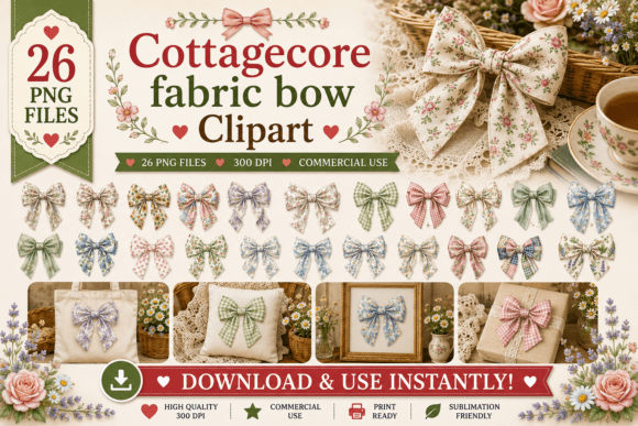 Download Cottagecore Fabric Bow Clipart - Clipart Collection