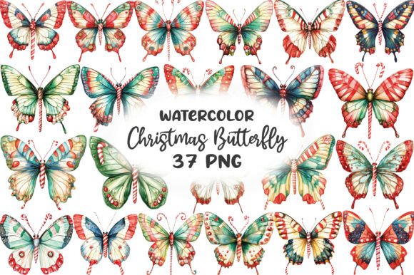 Download Watercolor Christmas Butterfly Clipart - Clipart Collection