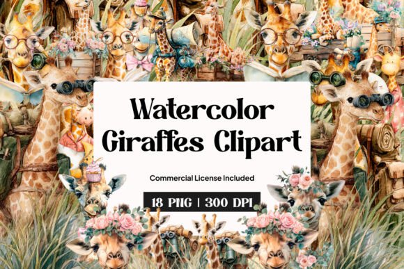 Download Watercolor Giraffes Clipart - Clipart Collection
