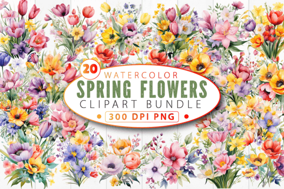 Download Spring Flowers Watercolor Clipart Bundle - Clipart Collection