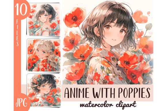 Download Watercolor Poppy Girl Anime Clipart - Clipart Collection