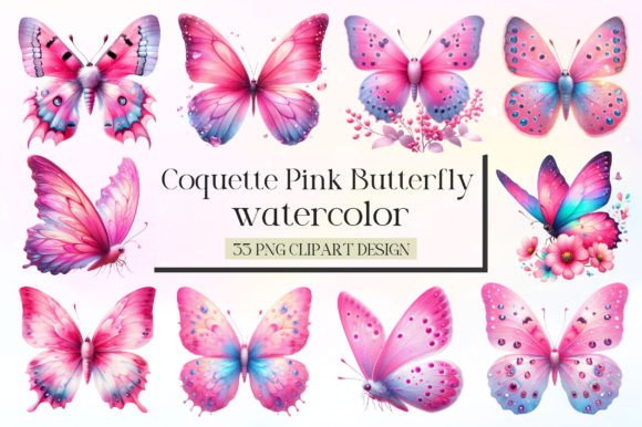 Download Coquette Pink Butterfly Clipart Bundle - Clipart Collection