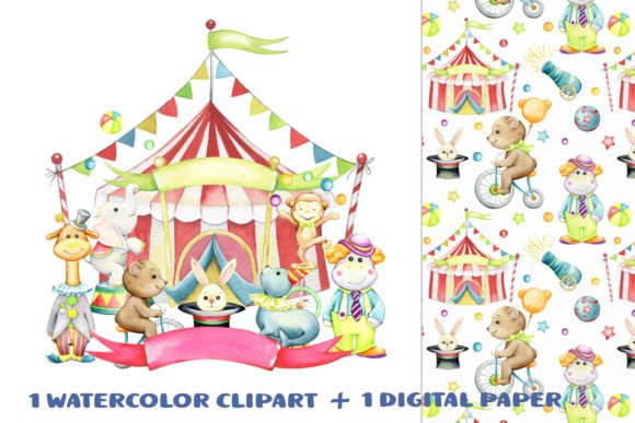 Download Circus Watercolor, Animals Clipart, Carn - Clipart Collection