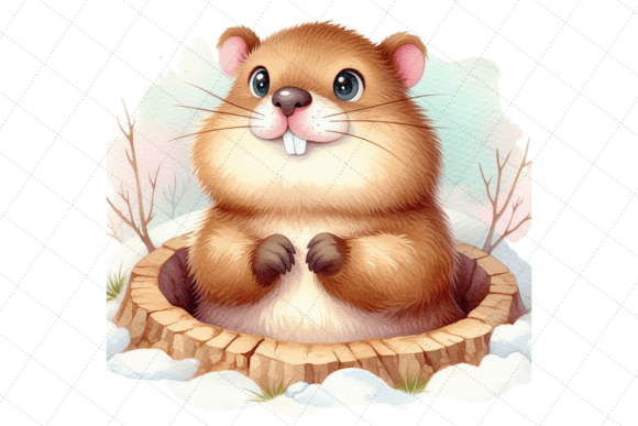 Download Watercolor Happy Groundhog Day Clipart - Clipart Collection