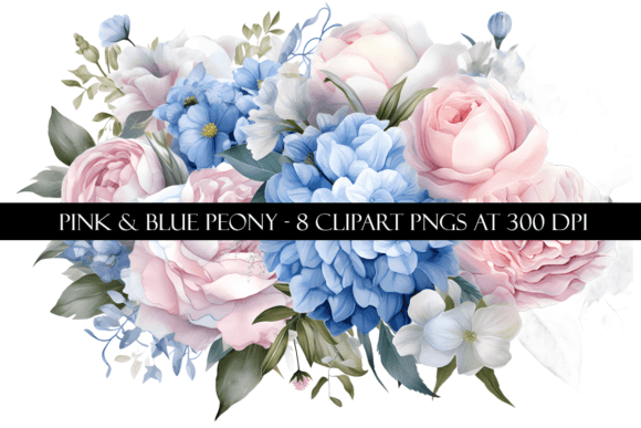 Download Pink and Blue Peony Clipart - Clipart Collection