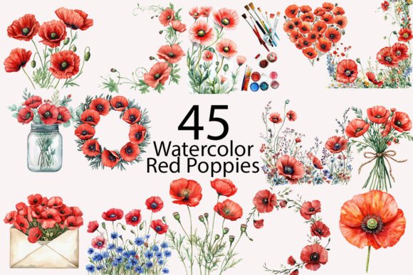 Download Poppies Watercolor Clipart - Clipart Collection