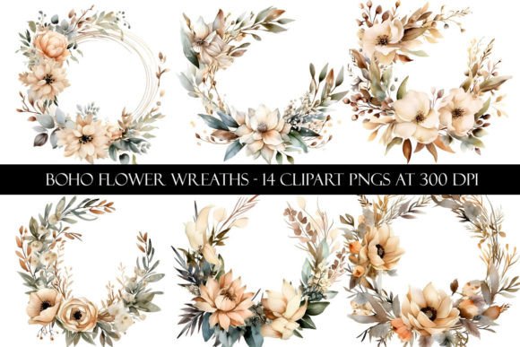 Download Boho Flower Wreath Clipart - Clipart Collection