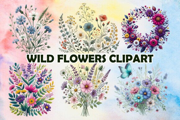 Download Whimsical Wildflowers Watercolor Clipart - Clipart Collection
