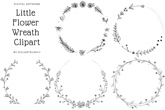 Download Doodle Flower Wreath Clipart/Hand Drawn. - Clipart Collection