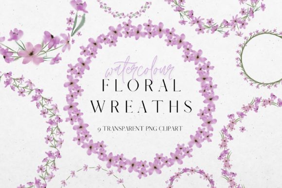 Download Purple Watercolour Flower Wreath Clipart - Clipart Collection