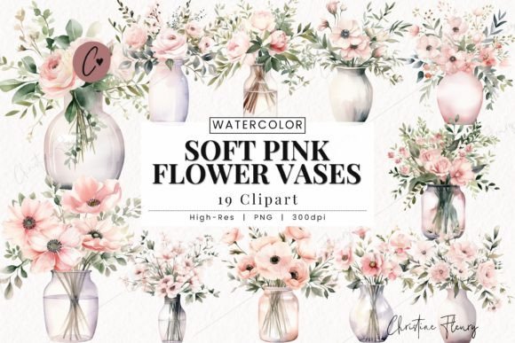 Download Watercolor Soft Pink Flower Vase Clipart - Clipart Collection