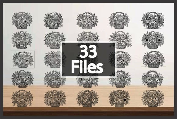 Download Vintage Flower Basket Clipart Set - Clipart Collection